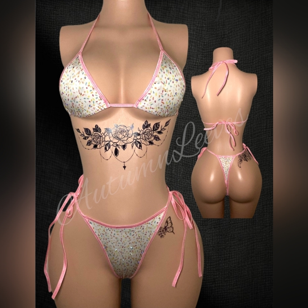 Pink and White Floral Bikini Set